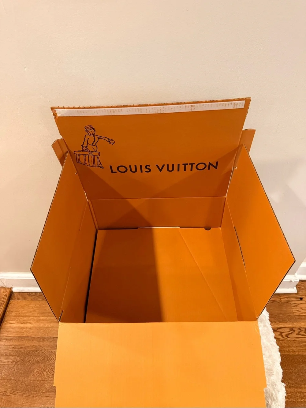 Authentic Louis Vuitton Empty Orange Gift Box XL W Original LV Logo Mailer Box